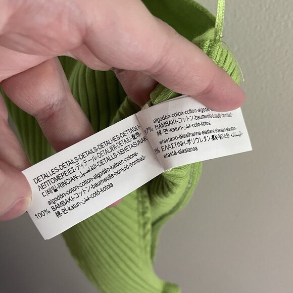Zara Women S Green Ribbed Stretch Y2K Sleeveless Halter Neck Cutout Bodysuit NWT - Picture 12 of 16
